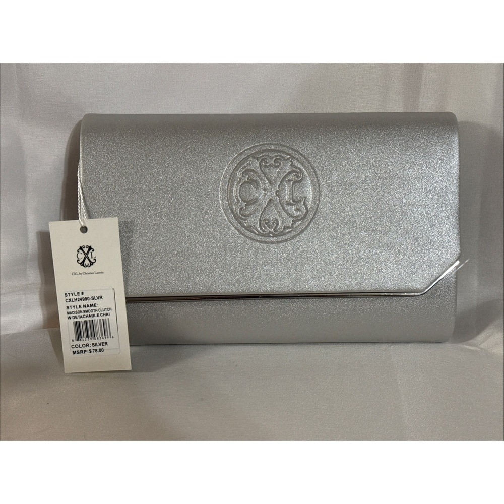 CXL by Christian Lacroix Silver Madison Clutch NWT Detachable Chain MSRP $78